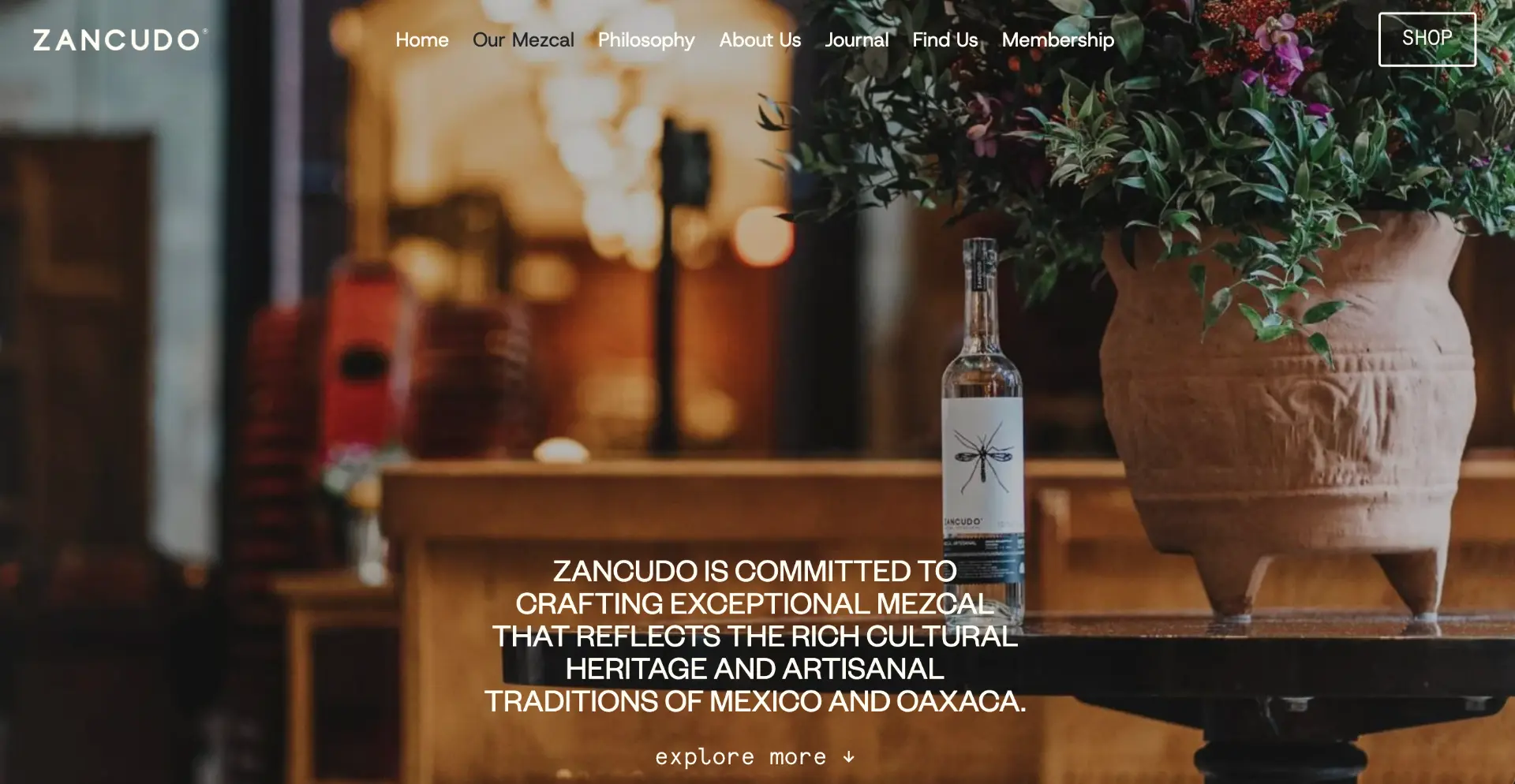 Zancudo Mezcal website